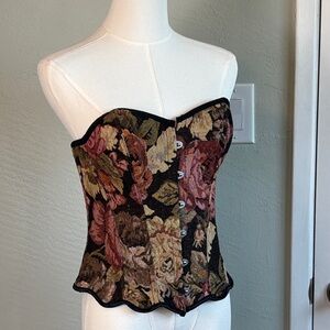 Tapestry Floral Bustier Top L - Fits‎ Sizes 10 12 14 - Adjustable